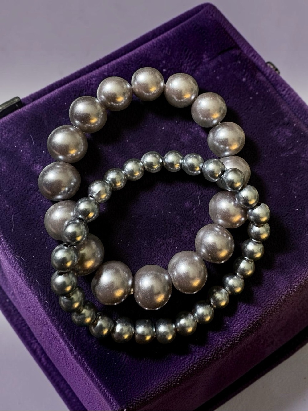 Elegant Gray Pearl Stretch Bracelets